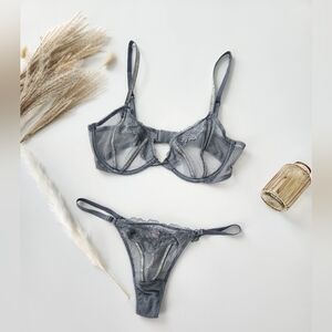 Victoria's Secret 💋SET💋 Very Sexy Sheer Shine Unlined Low-Cut Demi Bra + Thong